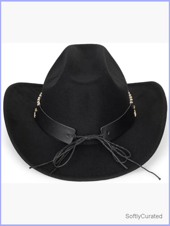 Classic Western Felt Roll-Up-Brim Cowboy Hat - Bling Studs main image 7